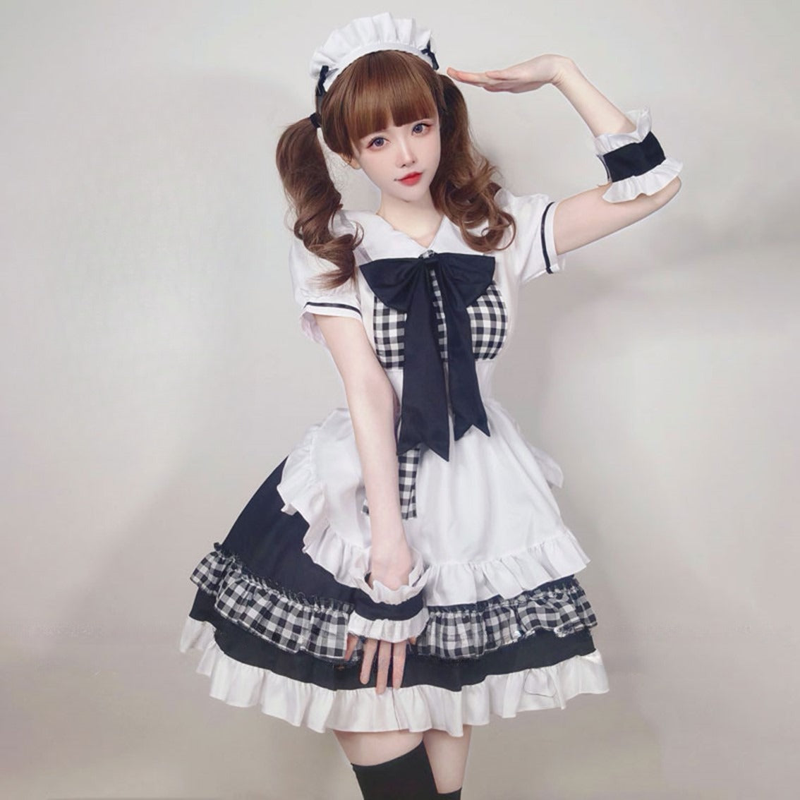 Lolita Plaid Maid Dress Set