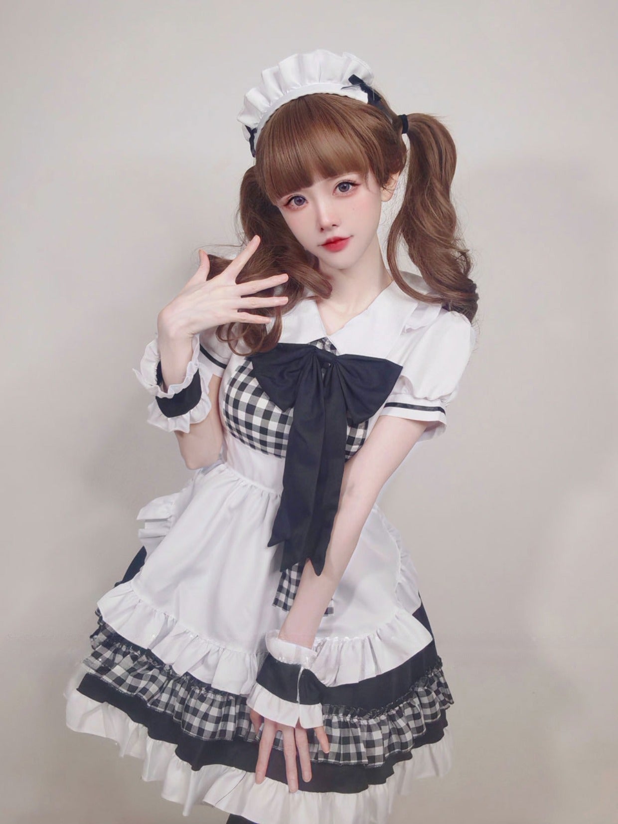 Lolita Plaid Maid Dress Set