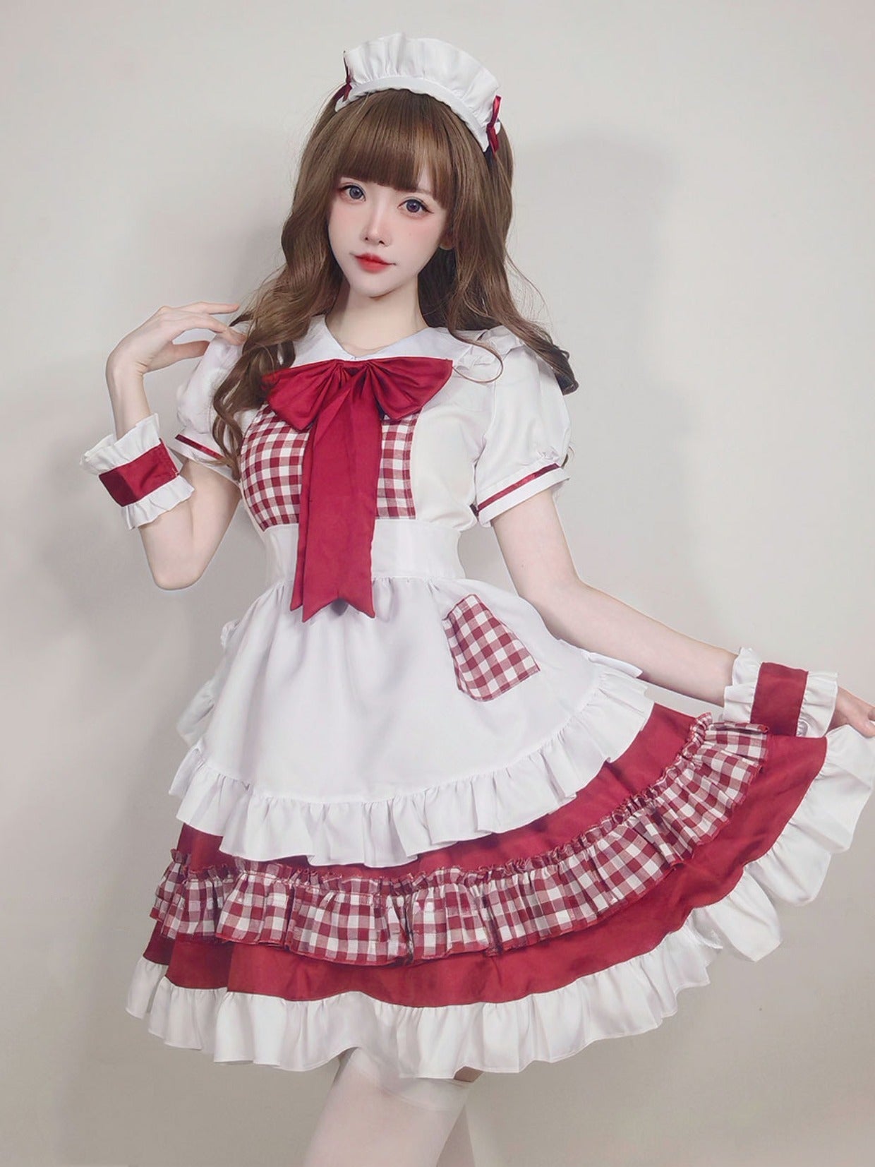 Lolita Plaid Maid Dress Set