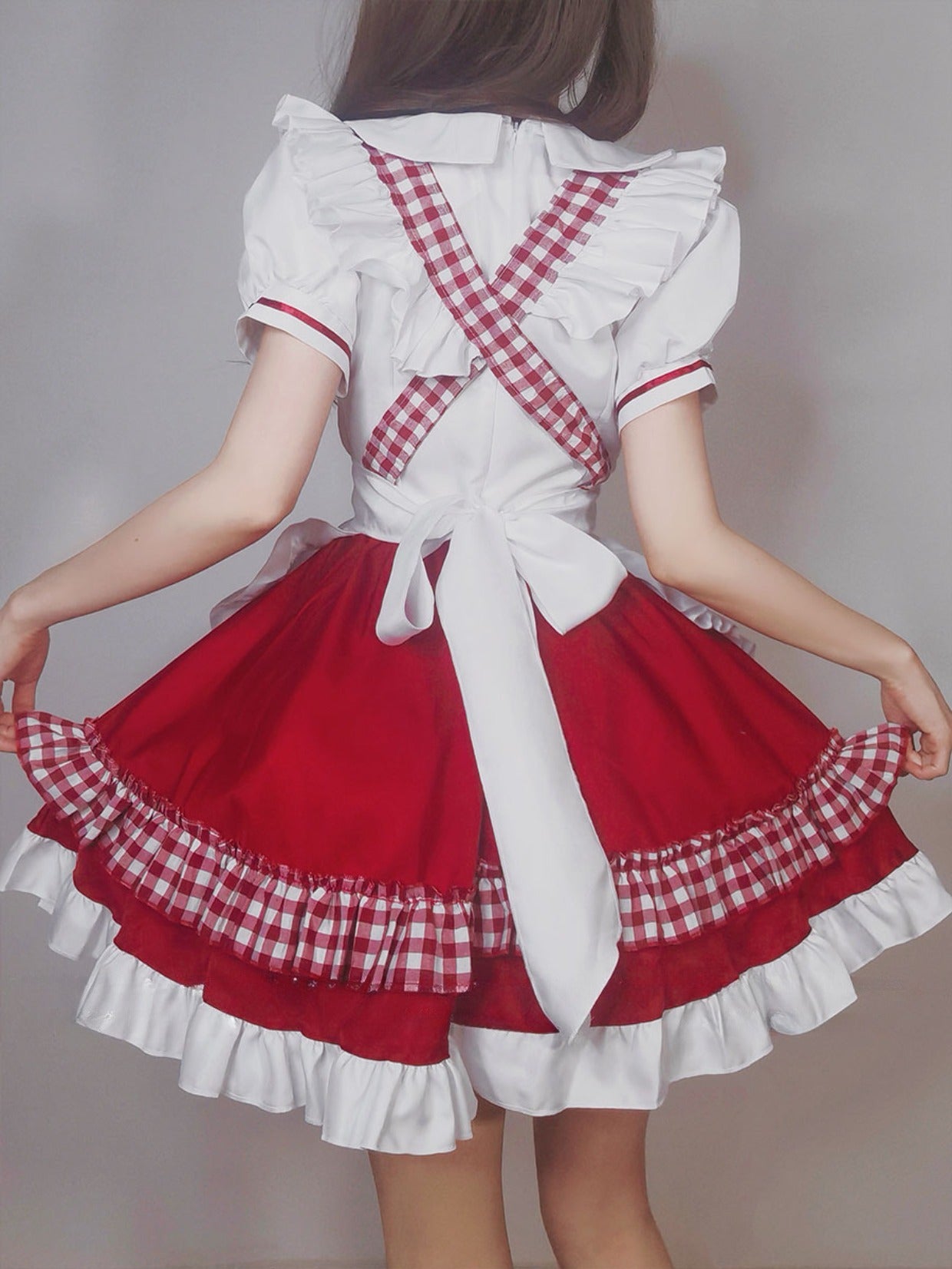 Lolita Plaid Maid Dress Set