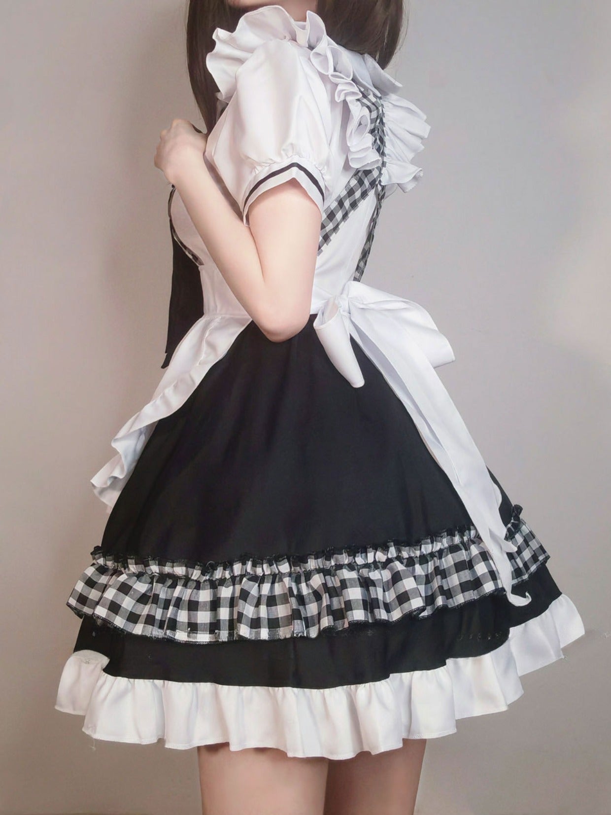 Lolita Plaid Maid Dress Set