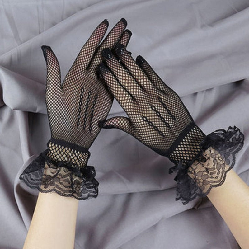 Lace Mesh Wedding Gloves for Femboy