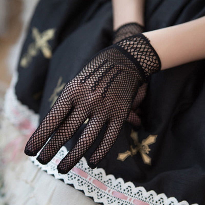 Lace Mesh Wedding Gloves for Femboy