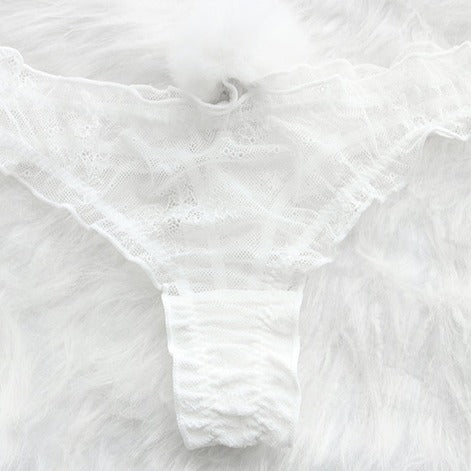 Lace See-through Bunny Tail Panties