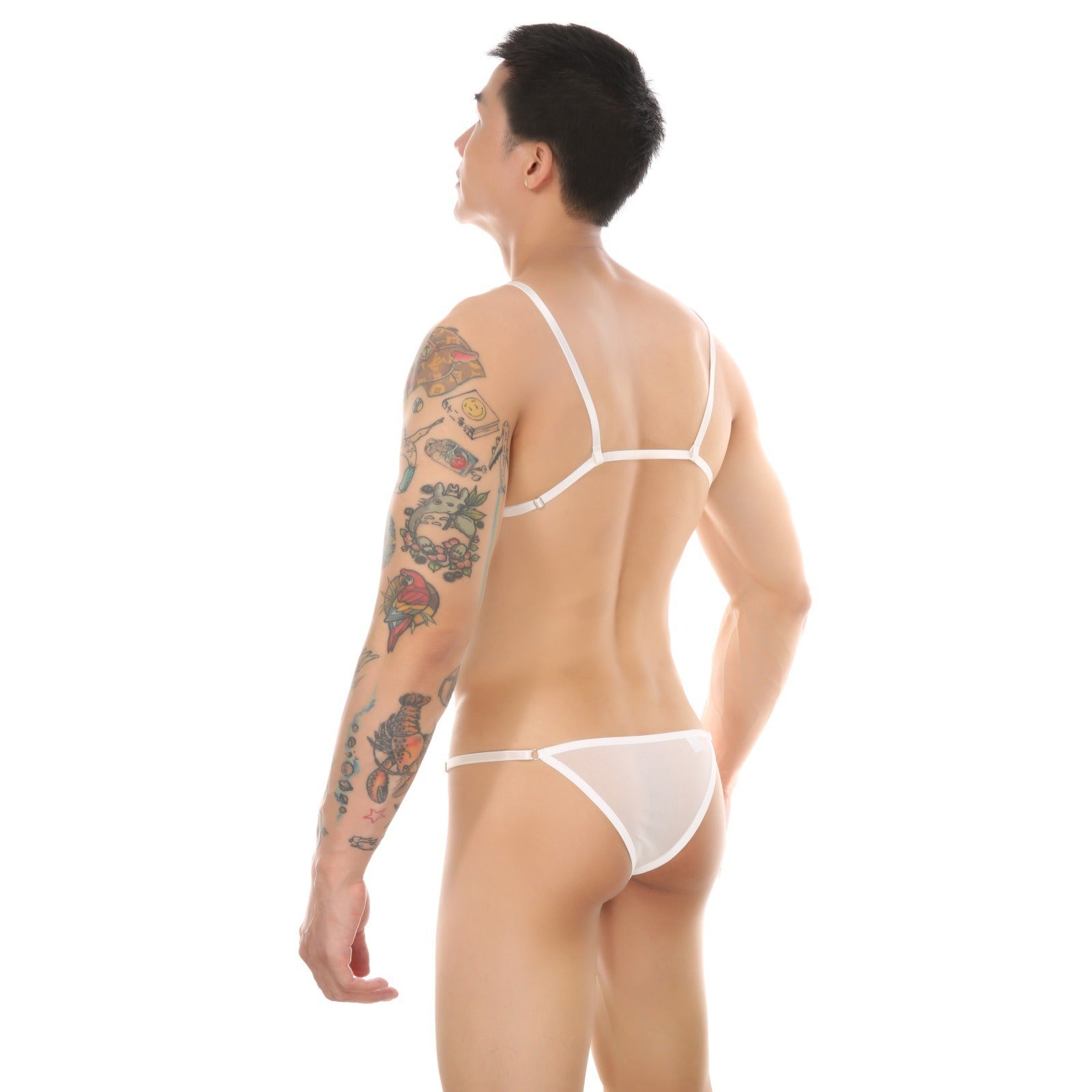 Lace Three-Point Femboy Bikini in wthite