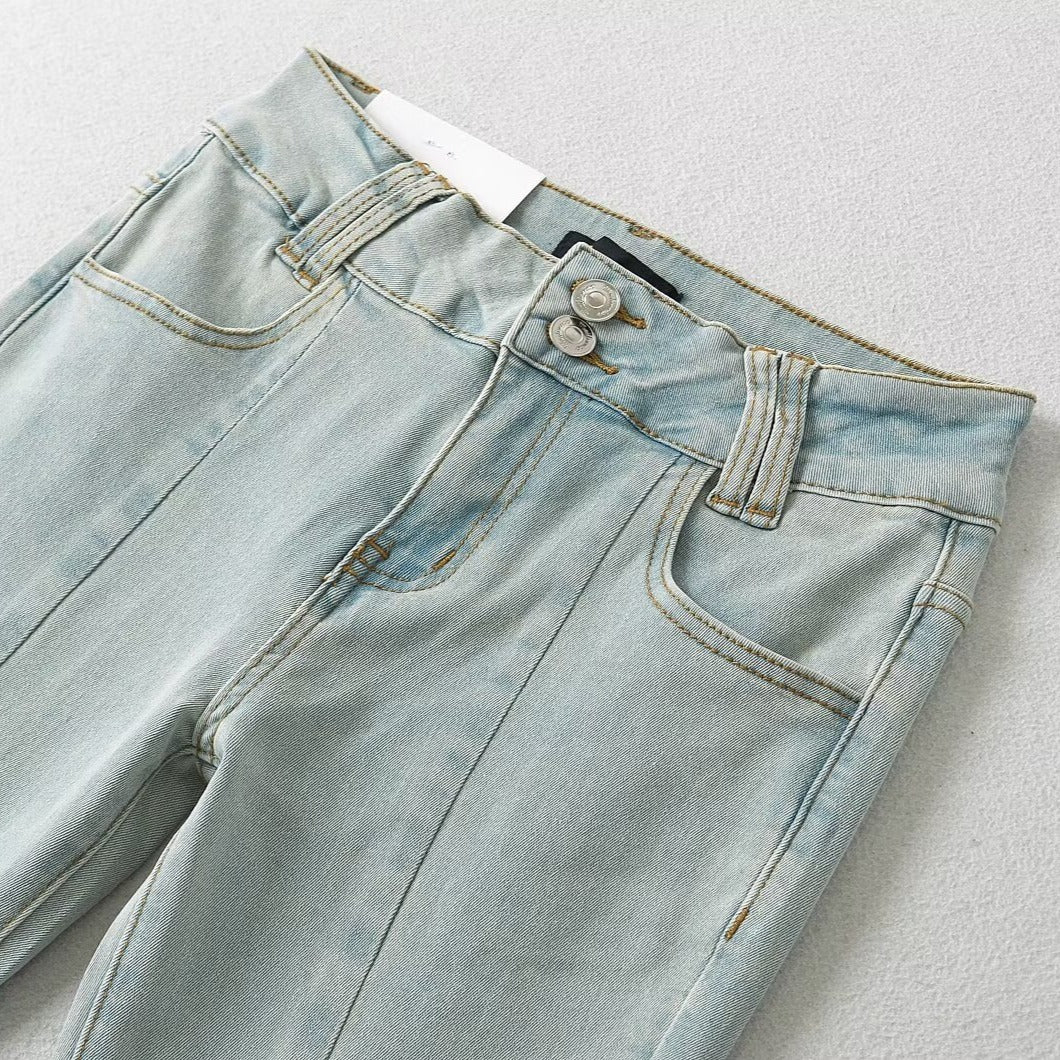 Light Blue Denim Femboy Flare Pants