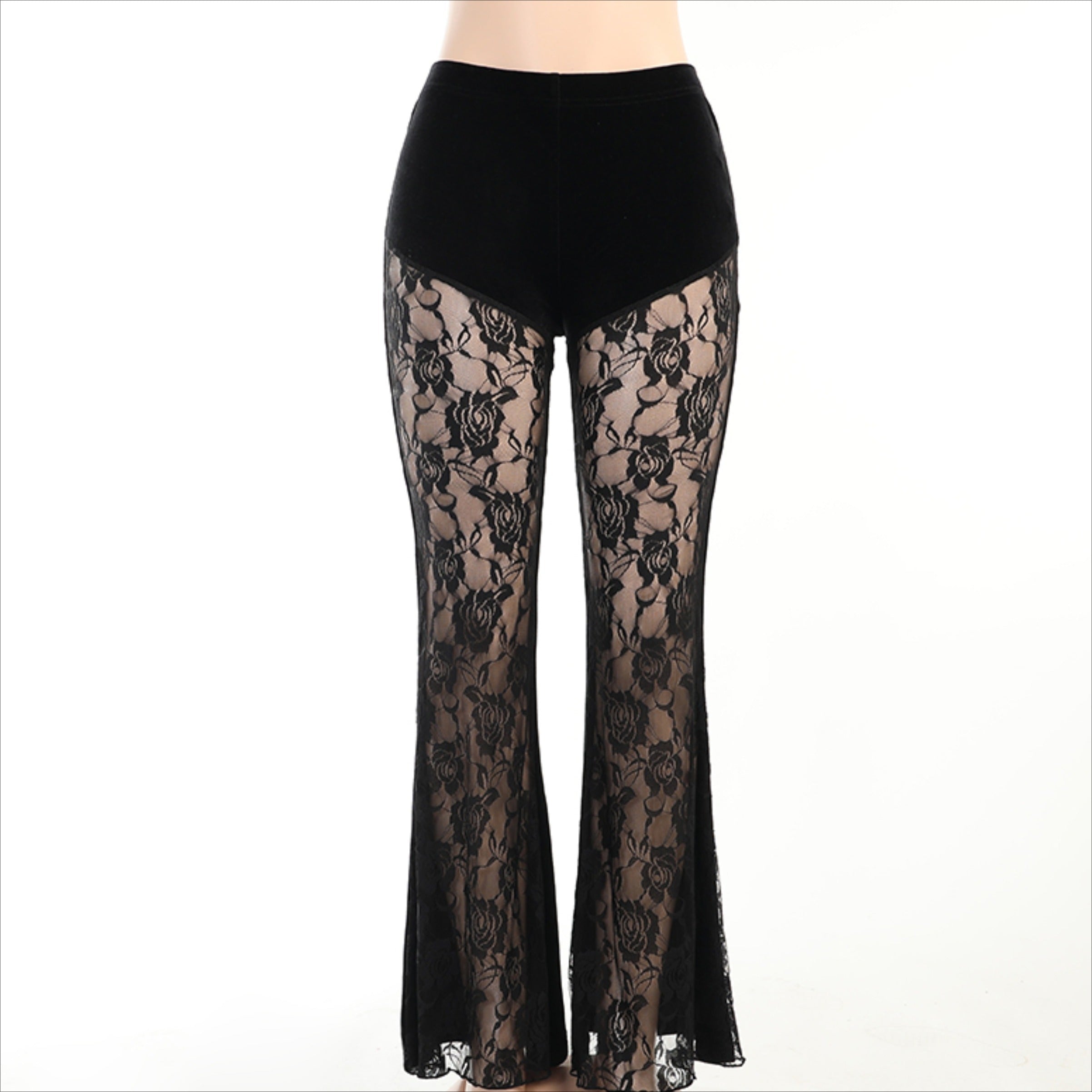 Mesh Floral Femboy Flare Pants