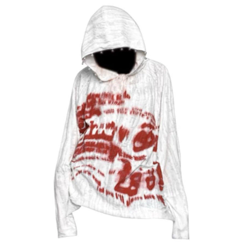 Oversize Blood Pearl Fastener Sweatshirt