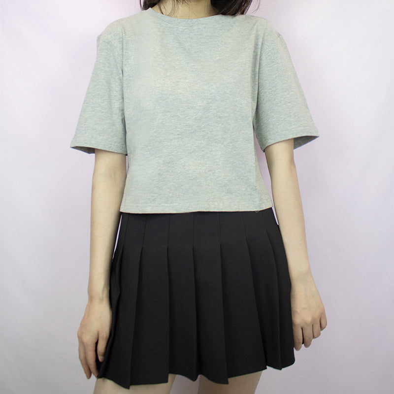 Drop Shoulder Crewneck Crop T-shirt