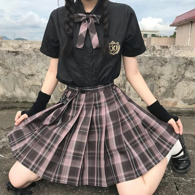 Plaid Pleated Femboy Skirt Suit.