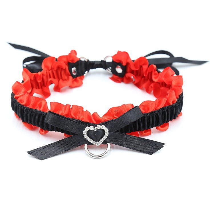 Gothic Bow Heart Choker & Bracelet