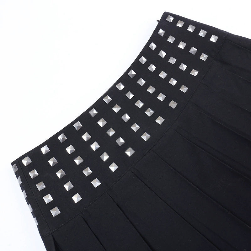 Studded Pleated Gothic Femboy Skirt