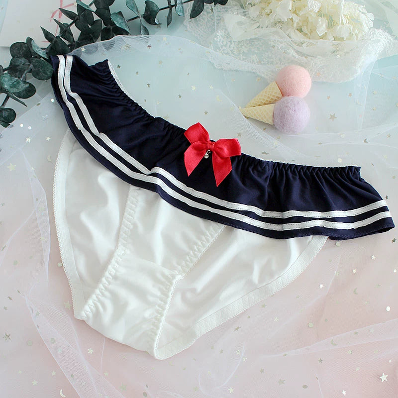 Navy Stripe Milk Silk Panties