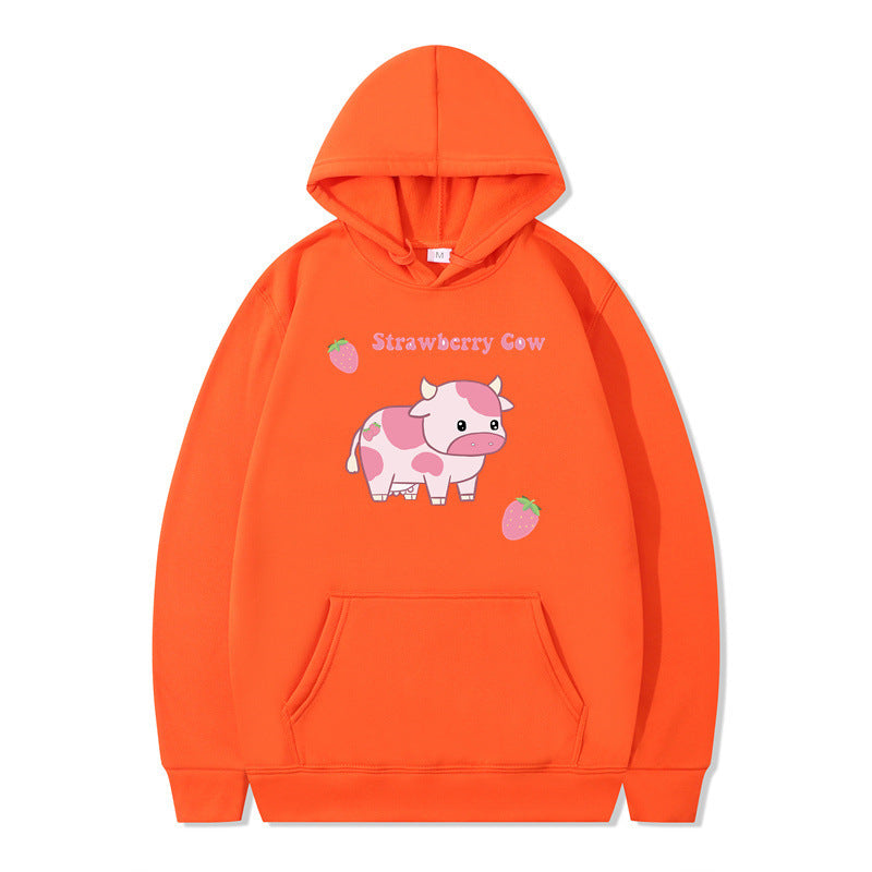 Cute Femboy Strawberry Cow Hoodie
