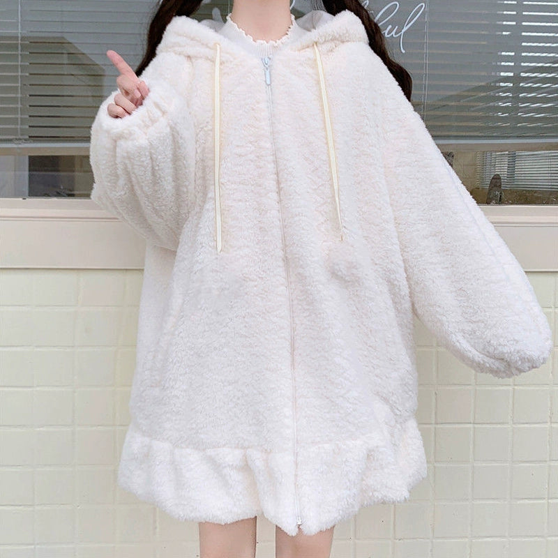 Rabbit Ears Fur Femboy Long Hoodie