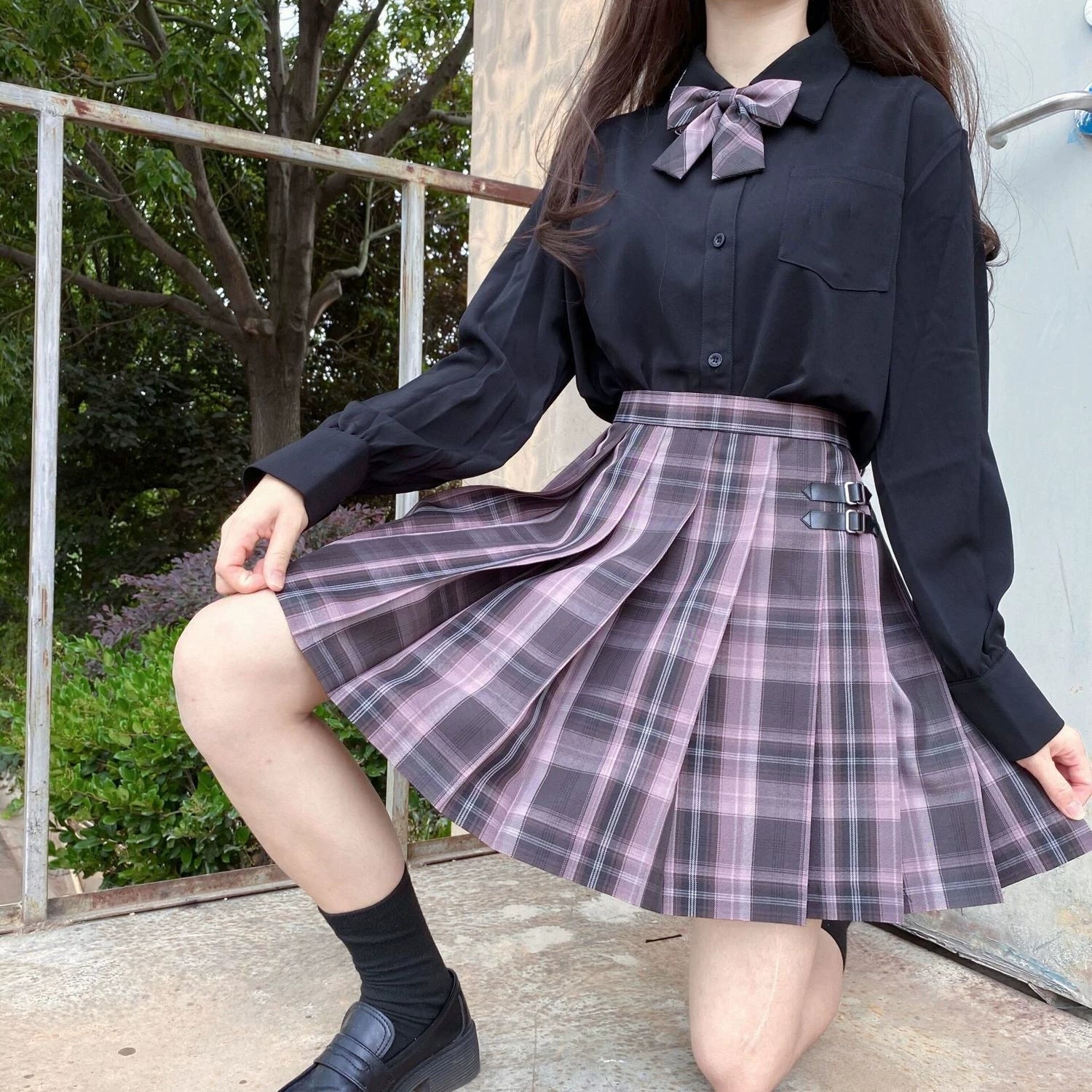 Plaid Pleated Femboy Skirt Suit.