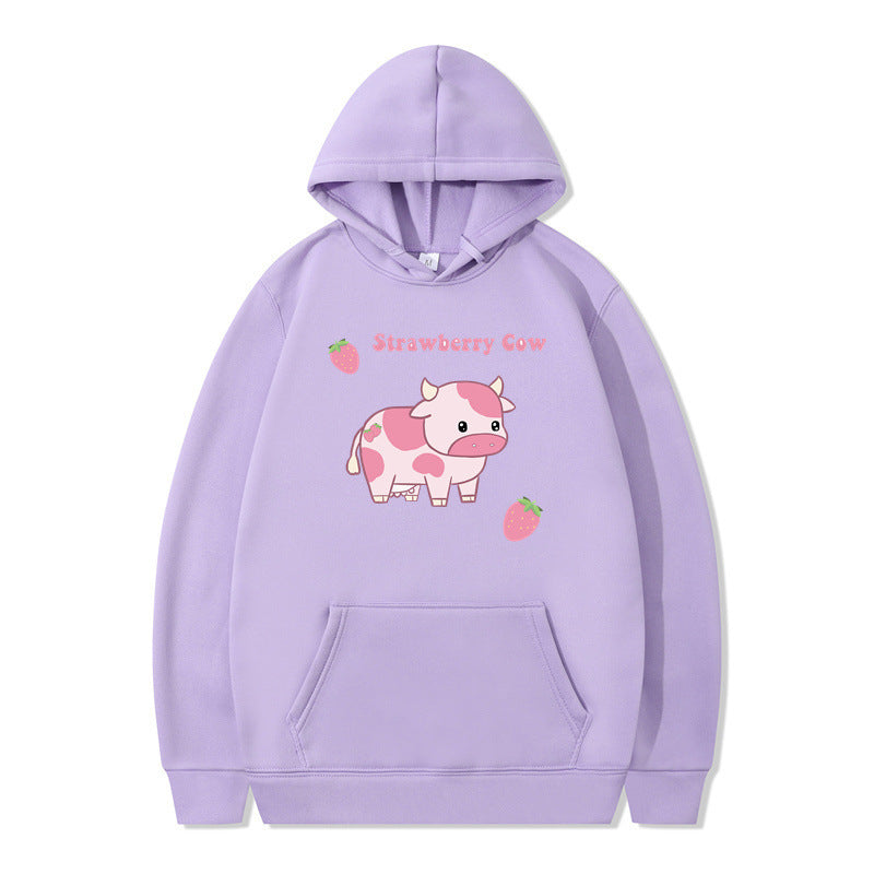 Cute Femboy Strawberry Cow Hoodie