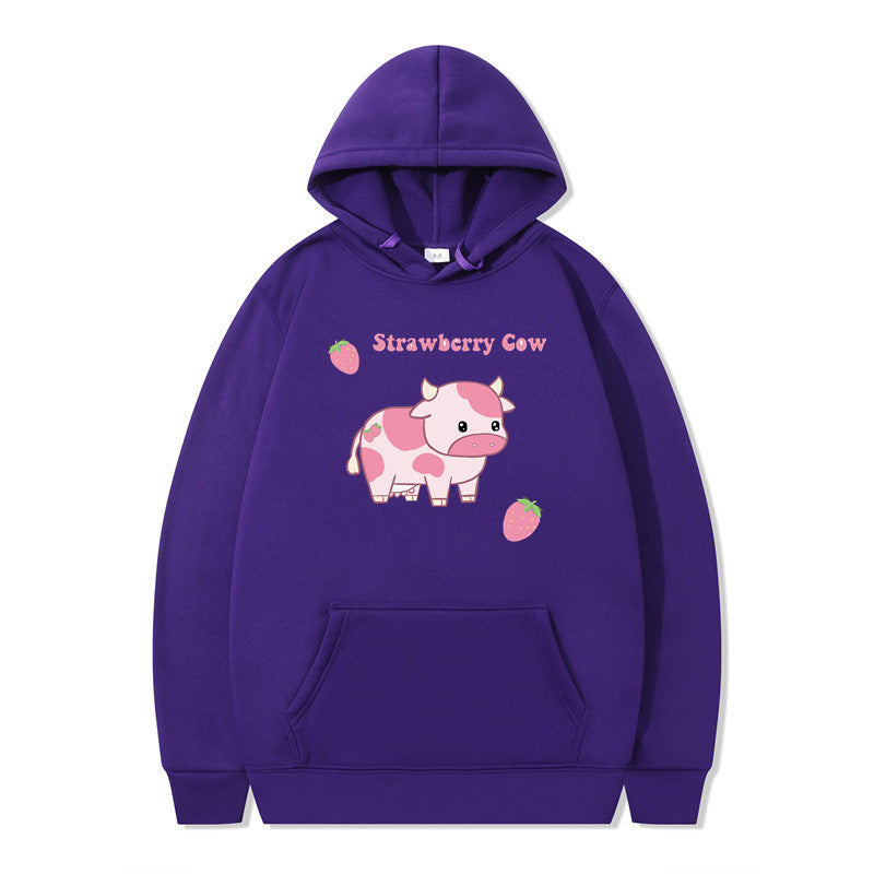 Cute Femboy Strawberry Cow Hoodie