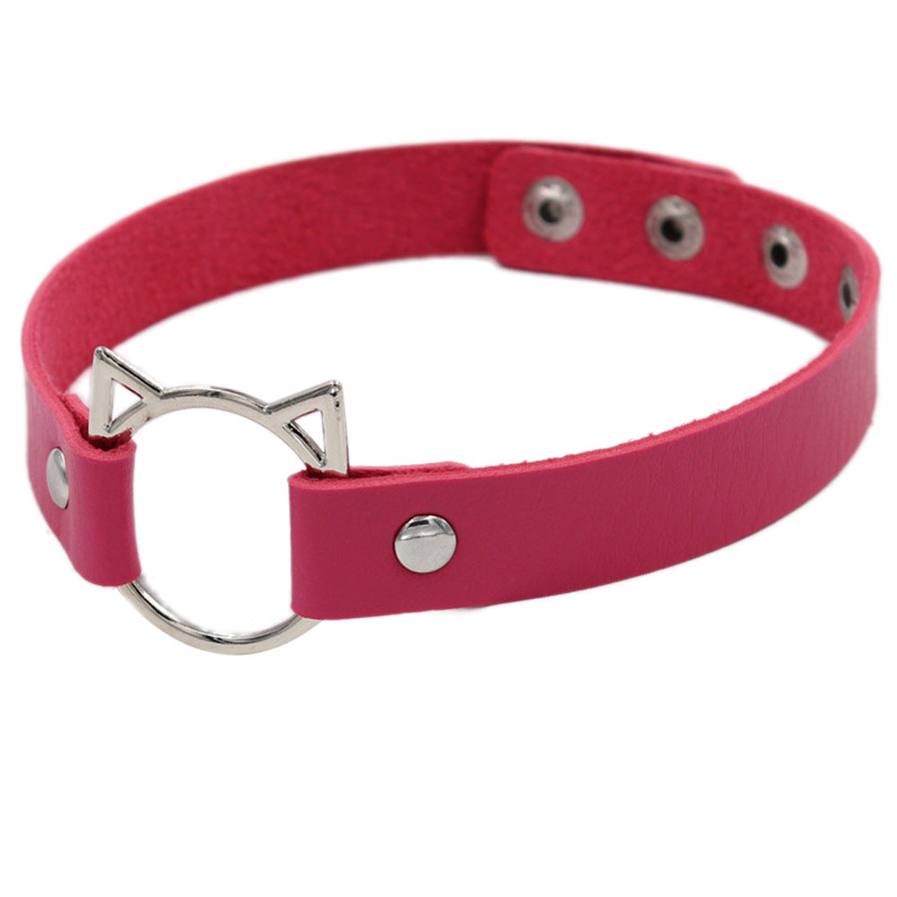 Cute Cat Head Soft Leather Choker