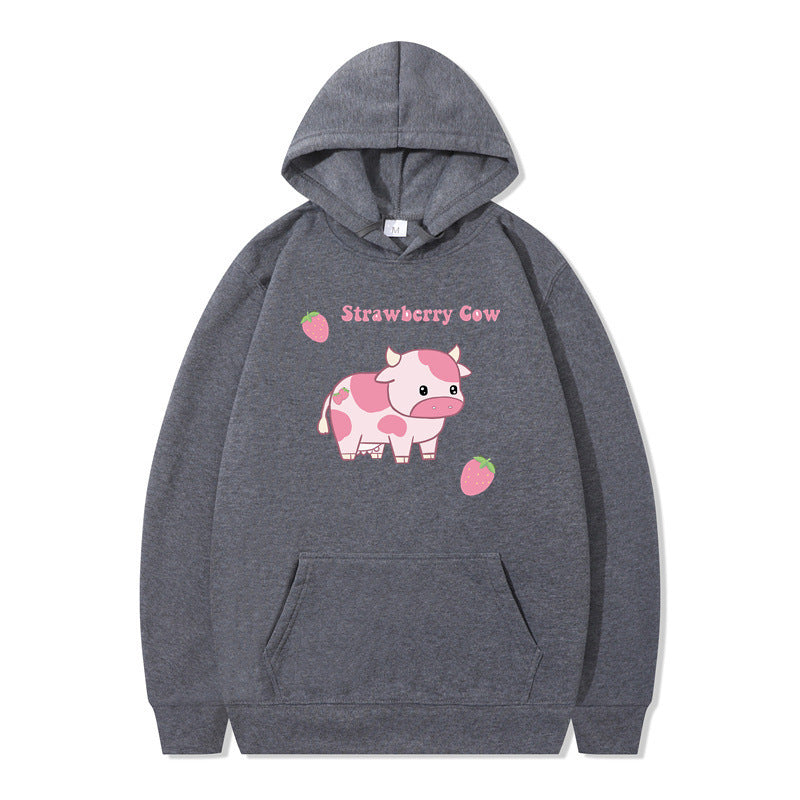 Cute Femboy Strawberry Cow Hoodie