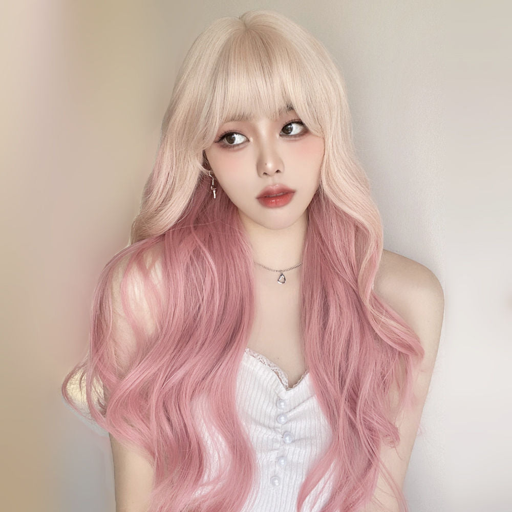 Sakura Pink Gradient Big Curve Wig