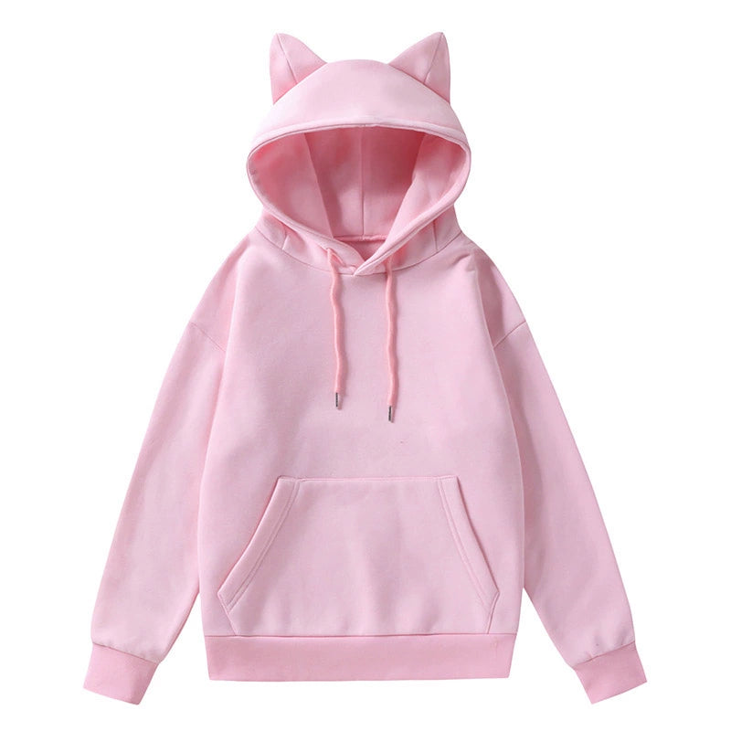 Cat Ears Femboy Hoodie with Kangaroo