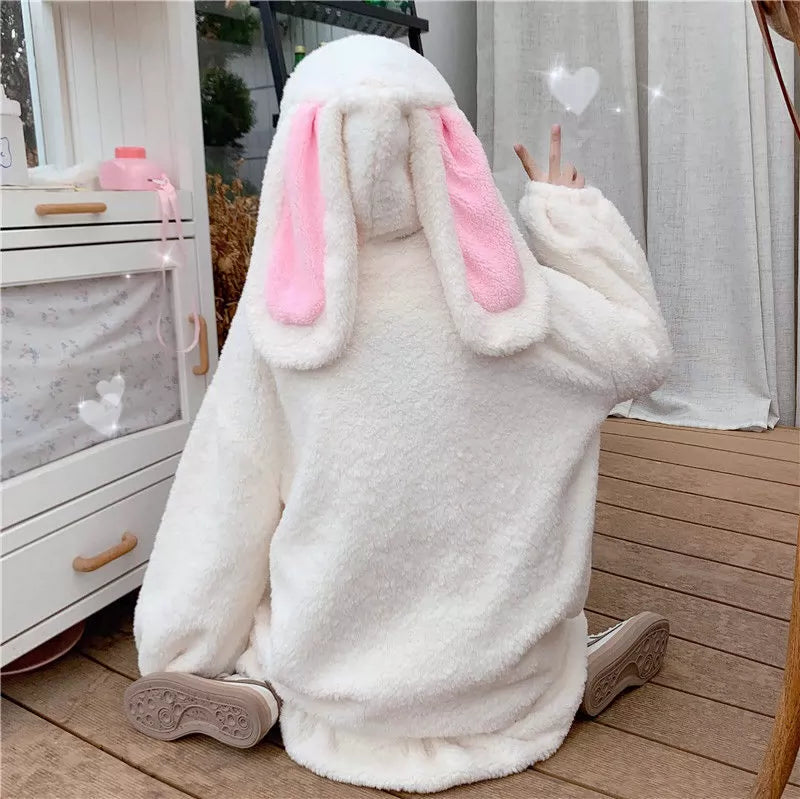 Rabbit Ears Fur Femboy Long Hoodie