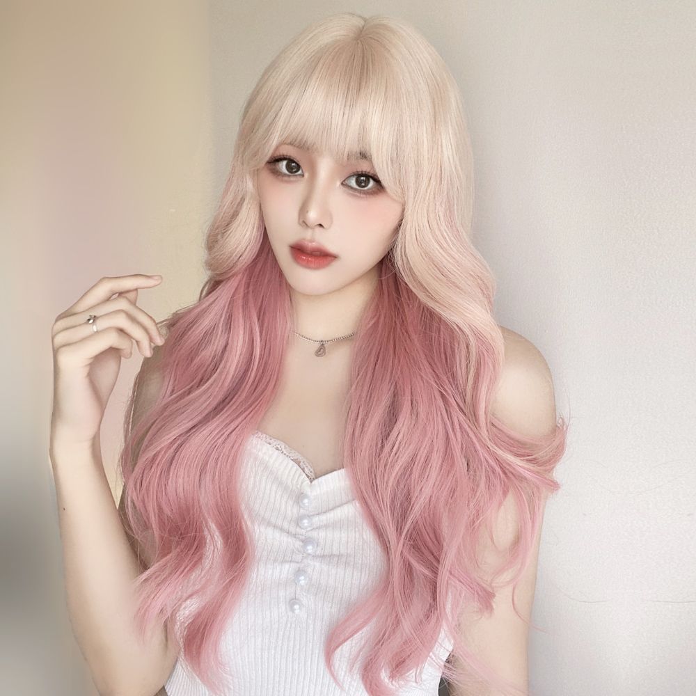 Sakura Pink Gradient Big Curve Wig