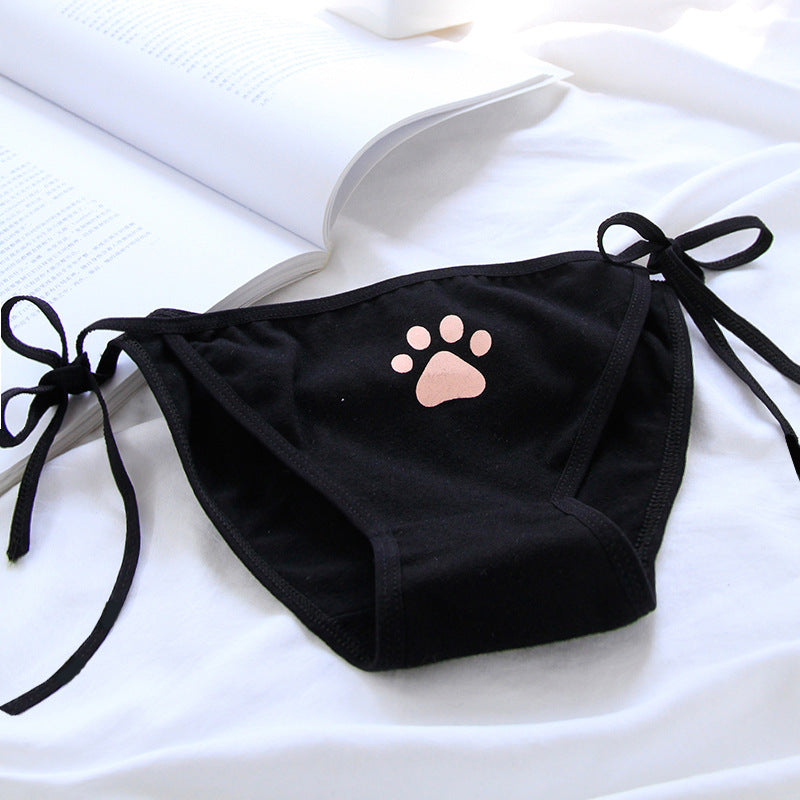 Cute Cat Paw Lace Up Panties