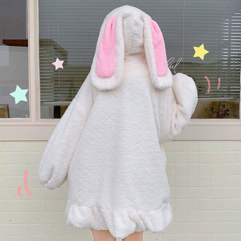 Rabbit Ears Fur Femboy Long Hoodie