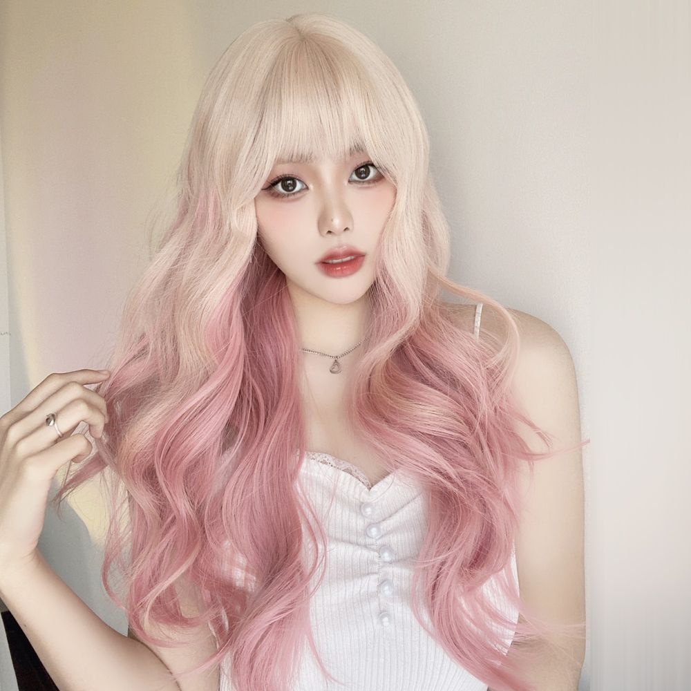 Sakura Pink Gradient Big Curve Wig