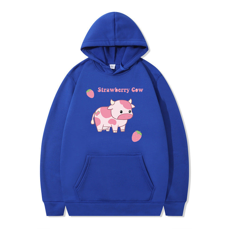 Cute Femboy Strawberry Cow Hoodie