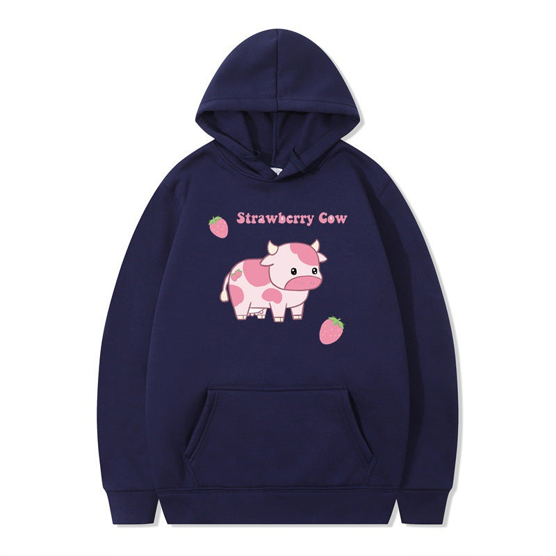Cute Femboy Strawberry Cow Hoodie