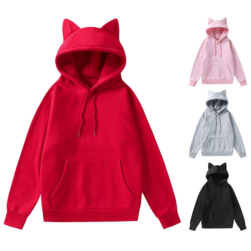 Cat Ears Femboy Hoodie with Kangaroo