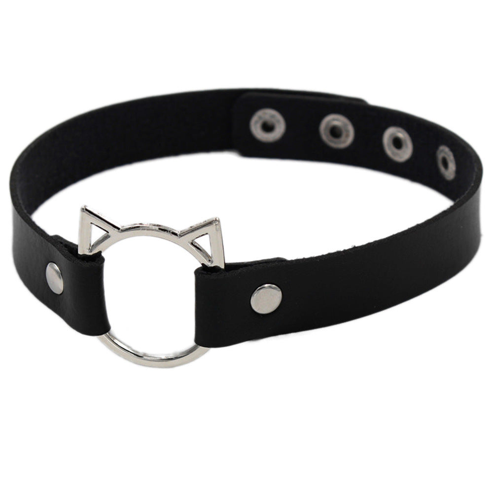 Cute Cat Head Soft Leather Choker