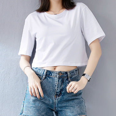 Drop Shoulder Crewneck Crop T-shirt