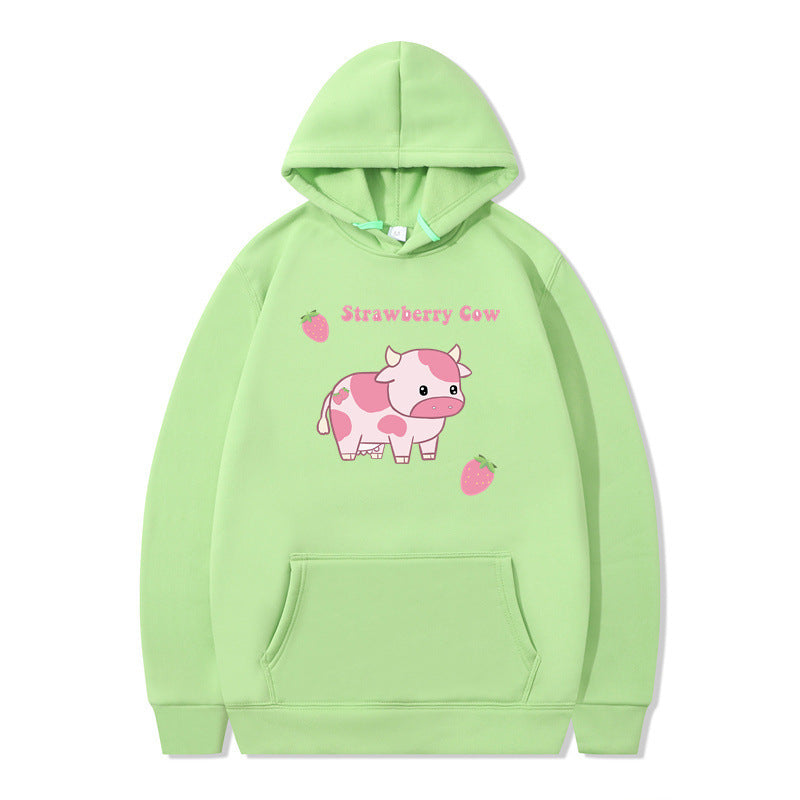 Cute Femboy Strawberry Cow Hoodie