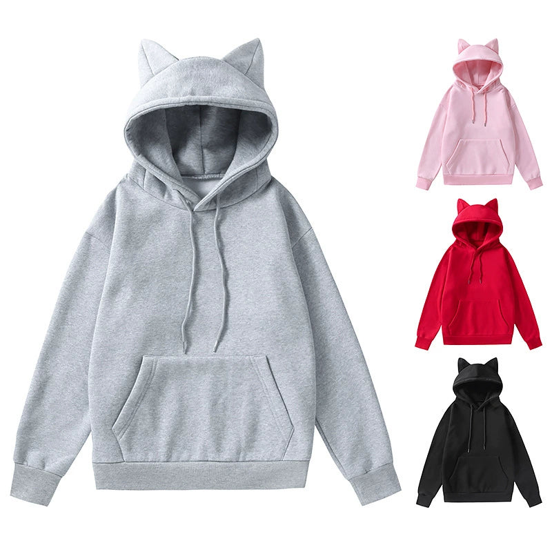 Cat Ears Femboy Hoodie with Kangaroo