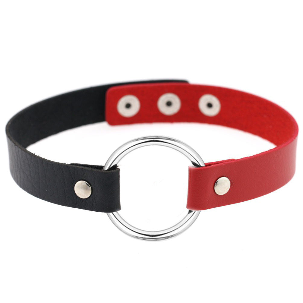 Metal Ring Leather Choker