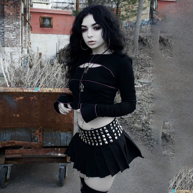 Studded Pleated Gothic Femboy Skirt