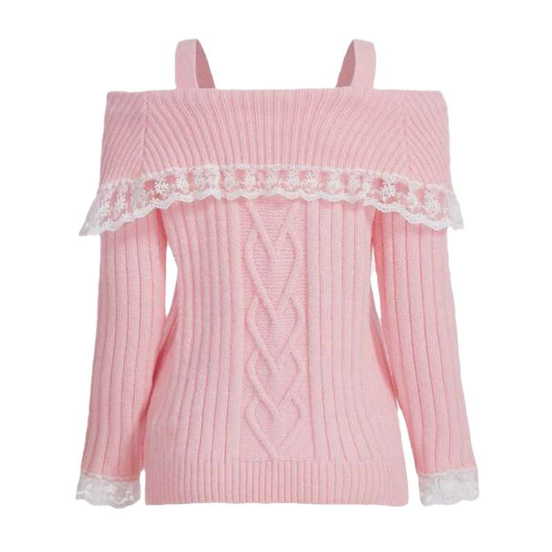 Lace Off Shoulder Knitted Sweater