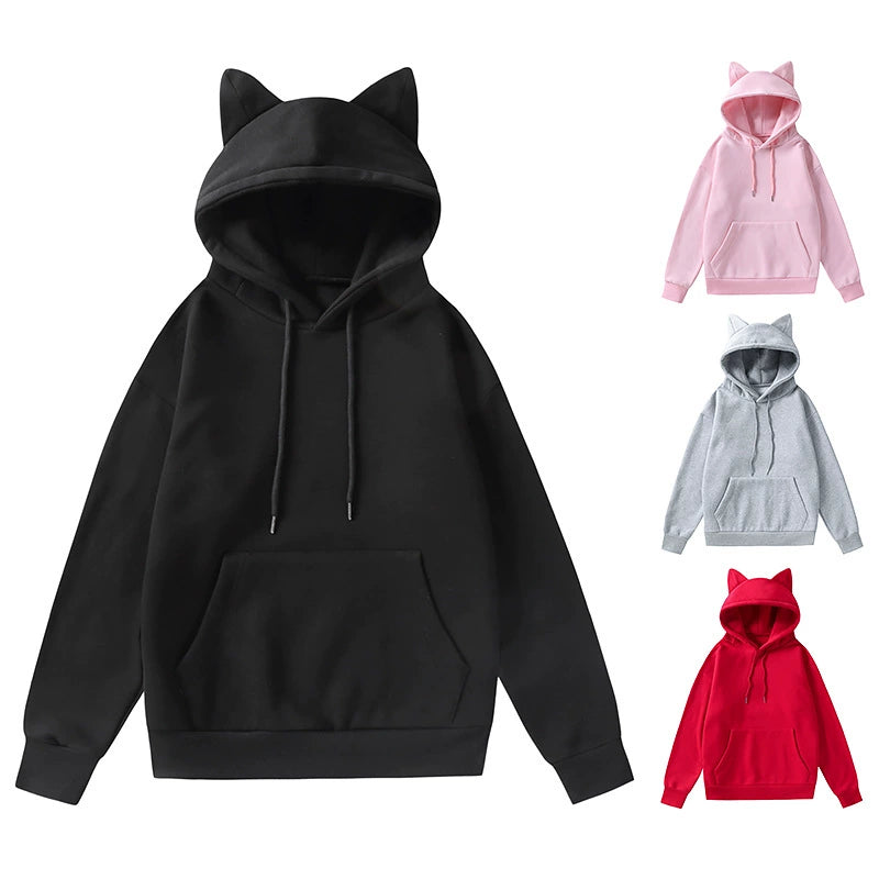 Cat Ears Femboy Hoodie with Kangaroo