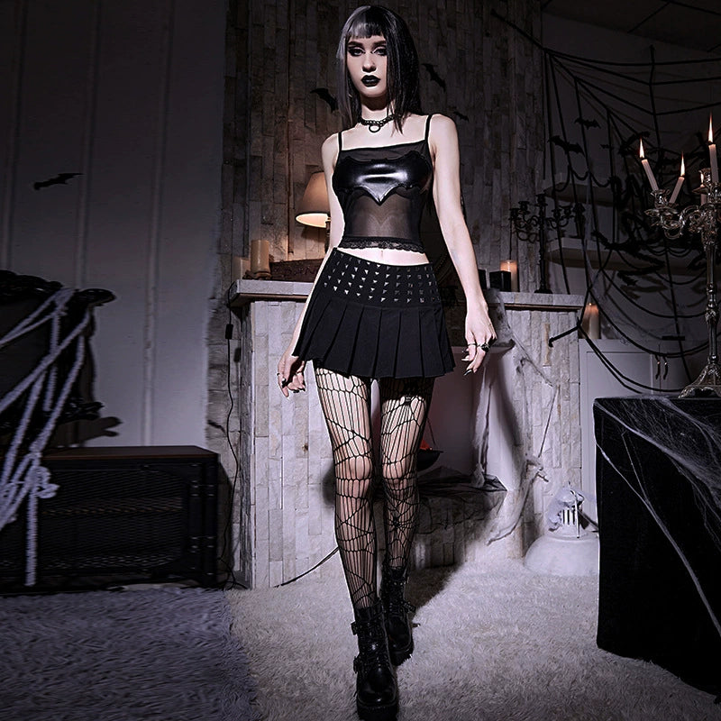 Studded Pleated Gothic Femboy Skirt