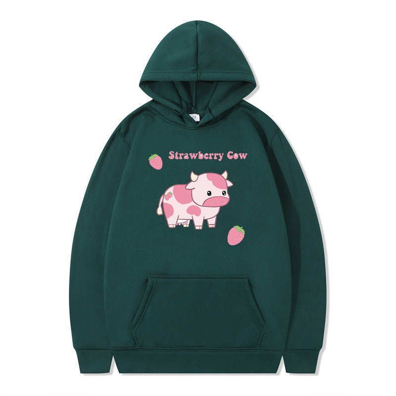 Cute Femboy Strawberry Cow Hoodie