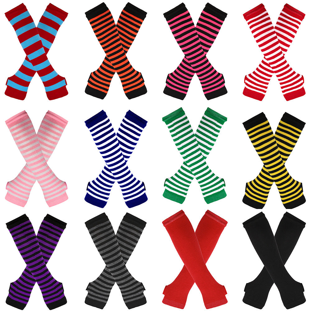 Knitted Cotton Striped Arm Warmer