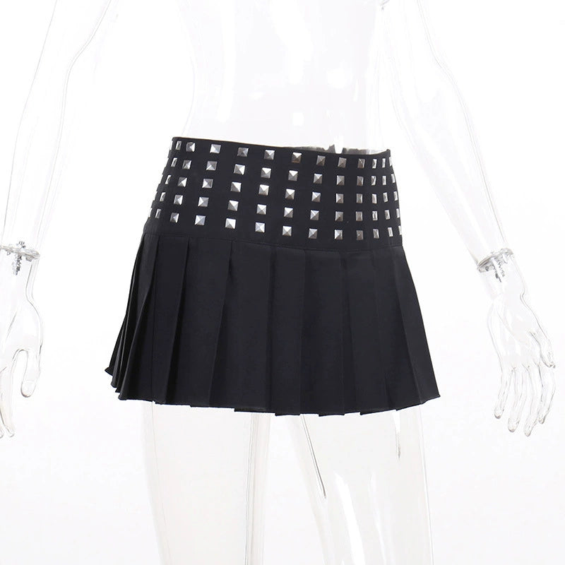 Studded Pleated Gothic Femboy Skirt