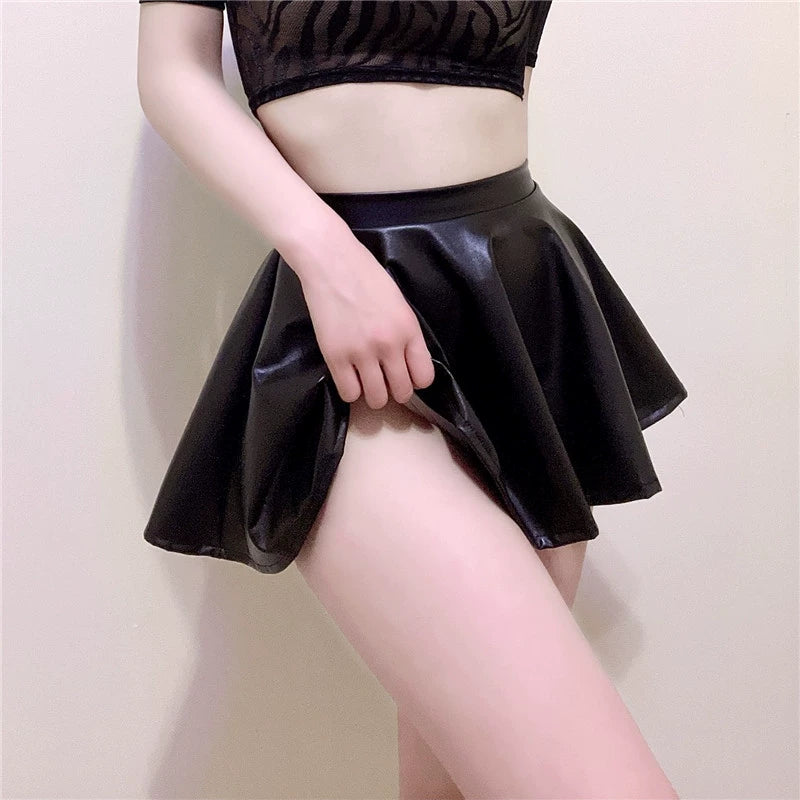 Black Patent Leather Femboy Skirt