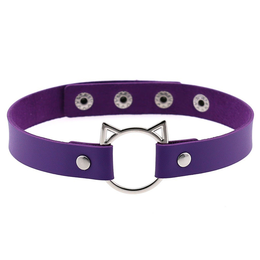 Cute Cat Head Soft Leather Choker