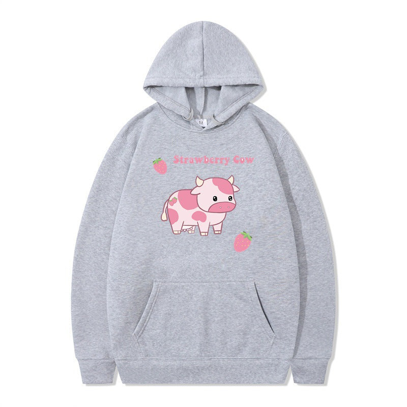 Cute Femboy Strawberry Cow Hoodie