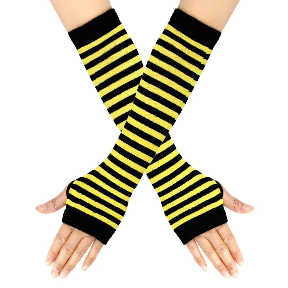 Knitted Cotton Striped Arm Warmer